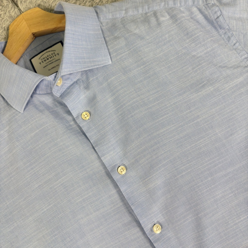 Charles Tyrwhitt Mens Classic Fit Blue Cotton Dress Shirt 16.5 / 33‎